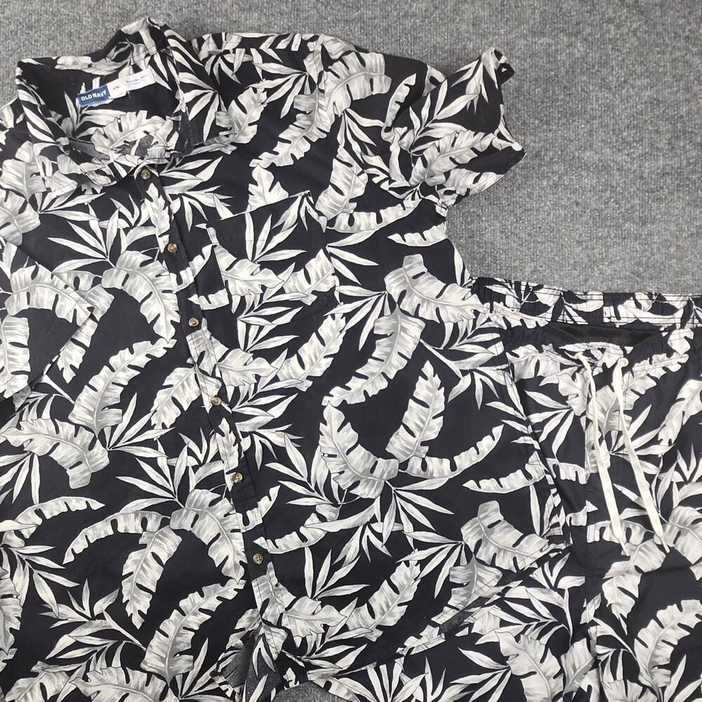 Old Navy mens Floral Tropical Button Up Shirt and swim trunks size XXL #330